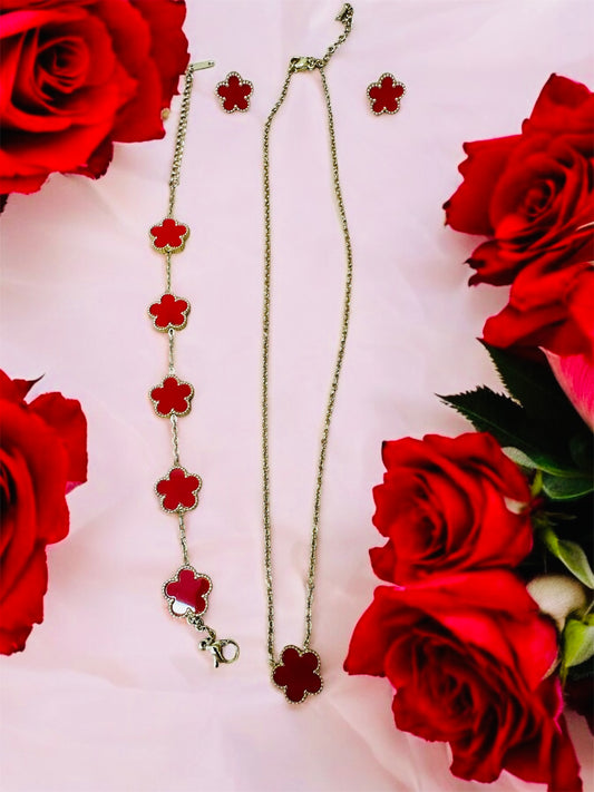 3 Piece Jewellery Set Red