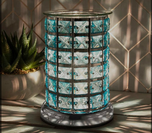 Electric Wax Melt Burner Silver & Blue